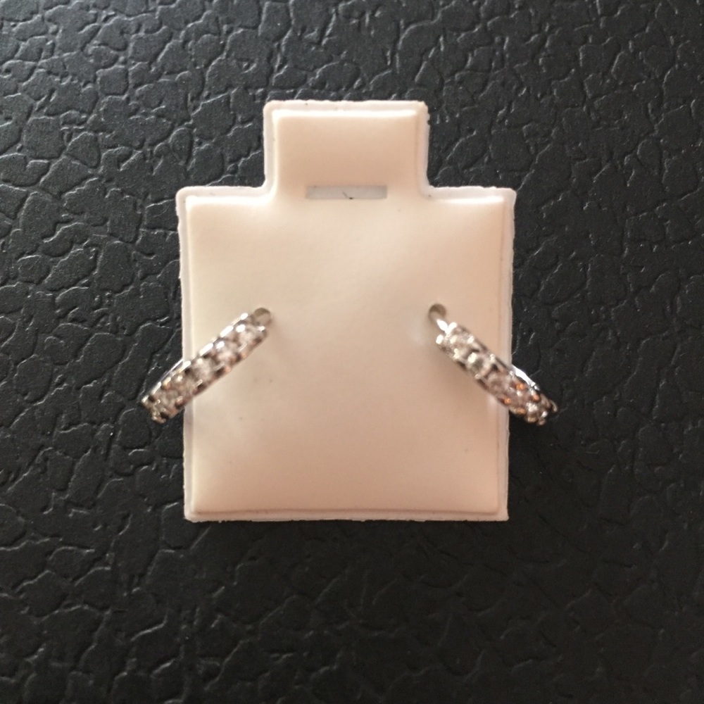 Huggie Earrings. New! Crystal and Silver